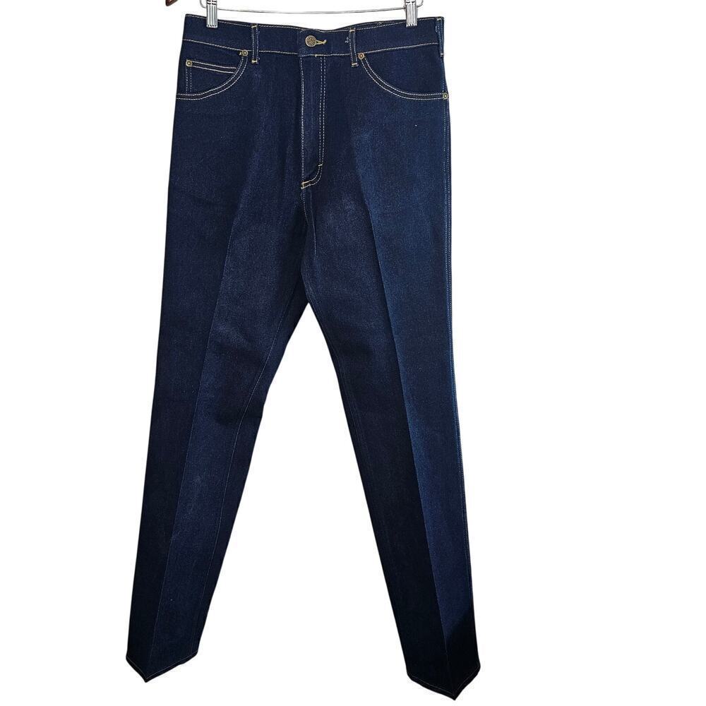 Vintage Lee Jeans Mens Size 34x36 80s Dark Wash High Rise Western Ranch Denim